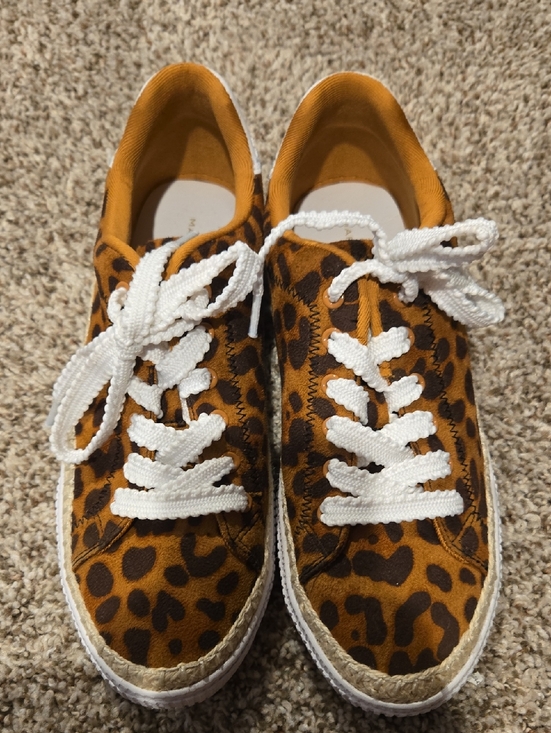 Marc Fisher Shoes - Marc Fisher Leopard Print Platform Sneakers in Brown and White